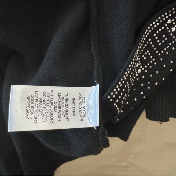 Sz M Love Scarlett black thin knit long sleeve open front cardigan. Embellished - Picture 11 of 12